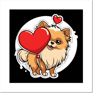 Pomeranian Heart Balloon - Valentines Day Posters and Art